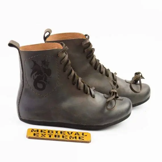 Battle boots with logo brown