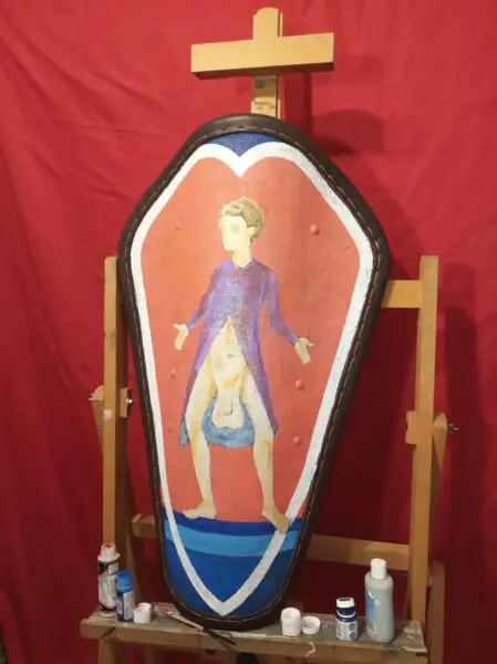 The art of shield painting - long range pavese shield with image on it.
