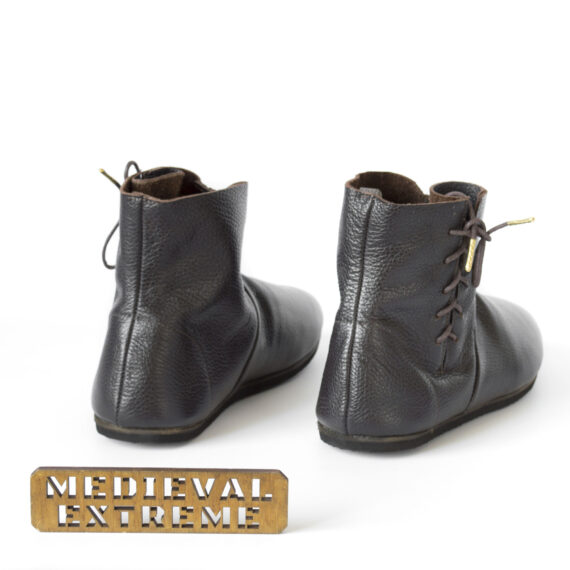 Medieval combat boots with side laces back