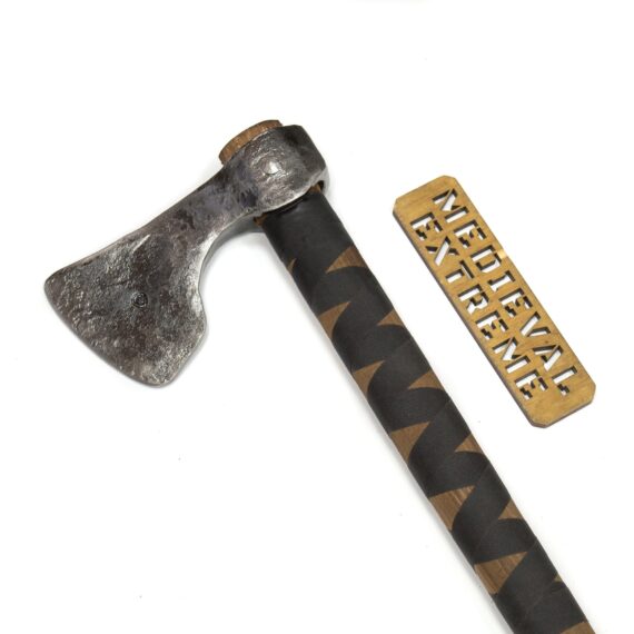 Blackened forged axe head