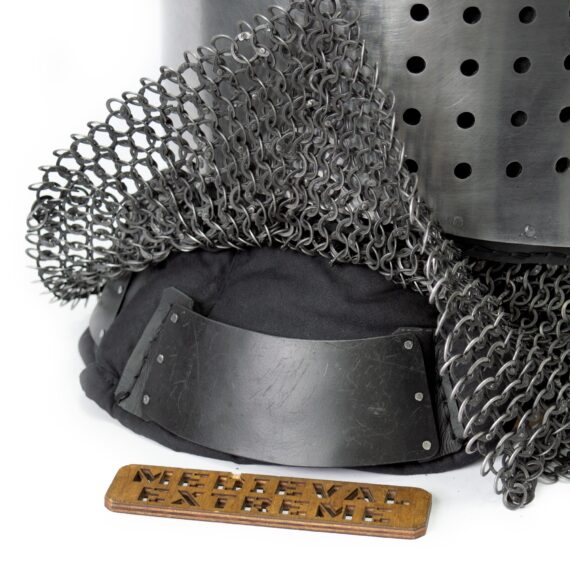 Greathelm with chainmail gorget plates