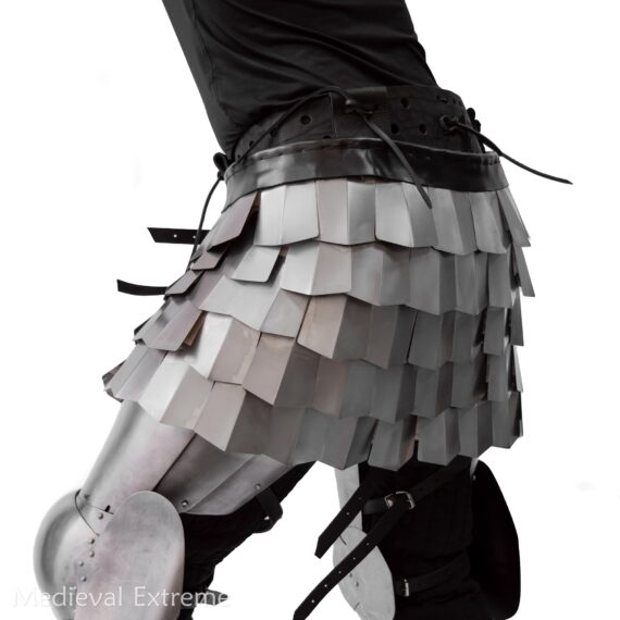 Titanium scales skirt for armored combat back protection