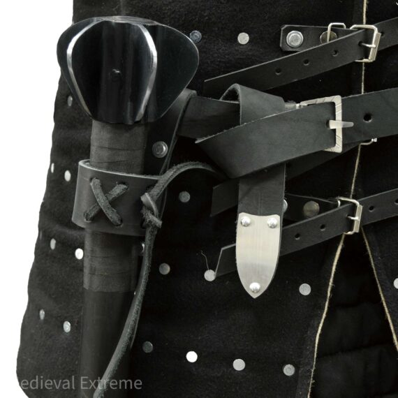 Buhurt leather battle belt on the body