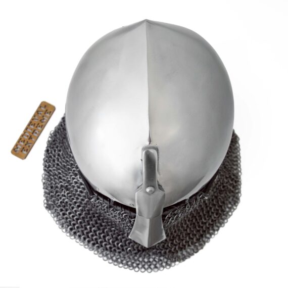 Nasal Bascinet for armored combat front-top of the helmet