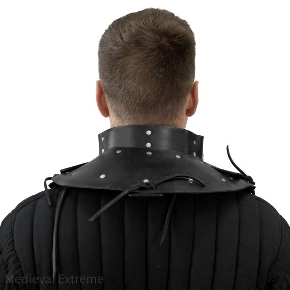 Black leather buhurt gorget back