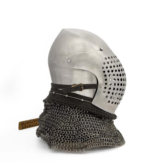 Tournament bascinet - collander, cheese grater visor side