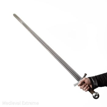 Arming sword with disc pommel in hands 2
