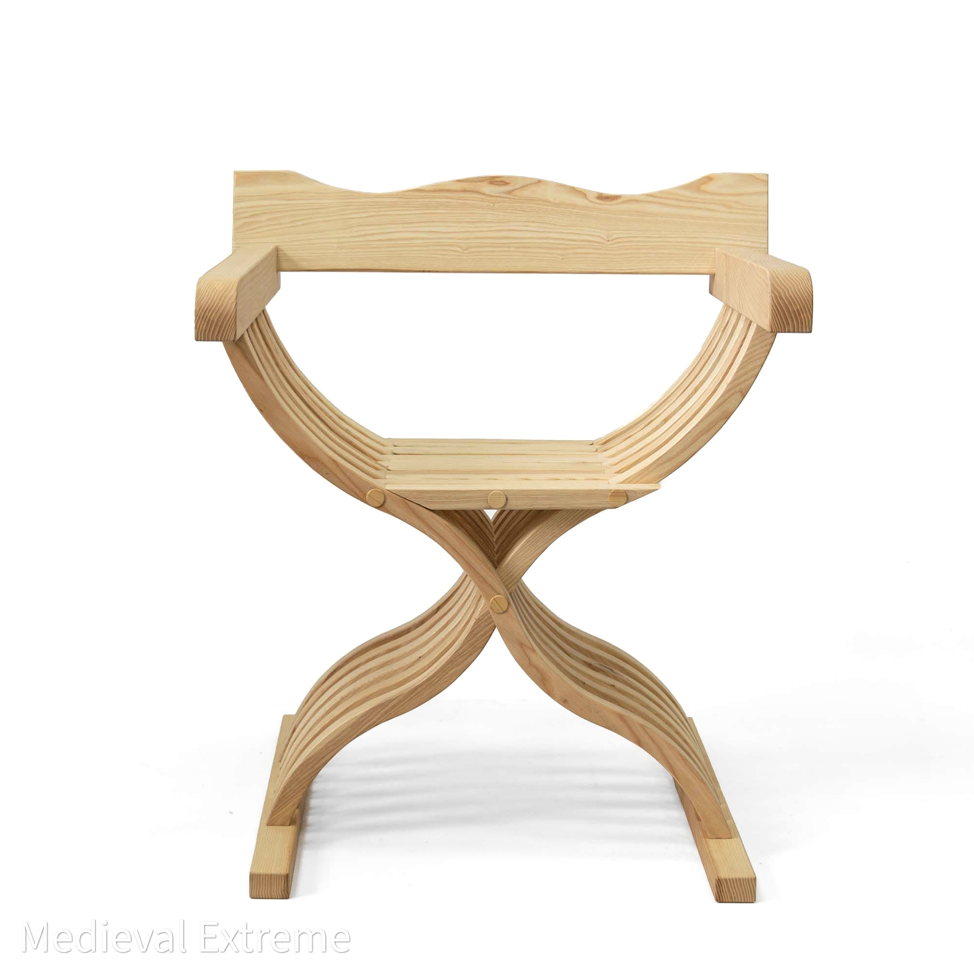 Medieval Folding Wooden Chair With Back Rest