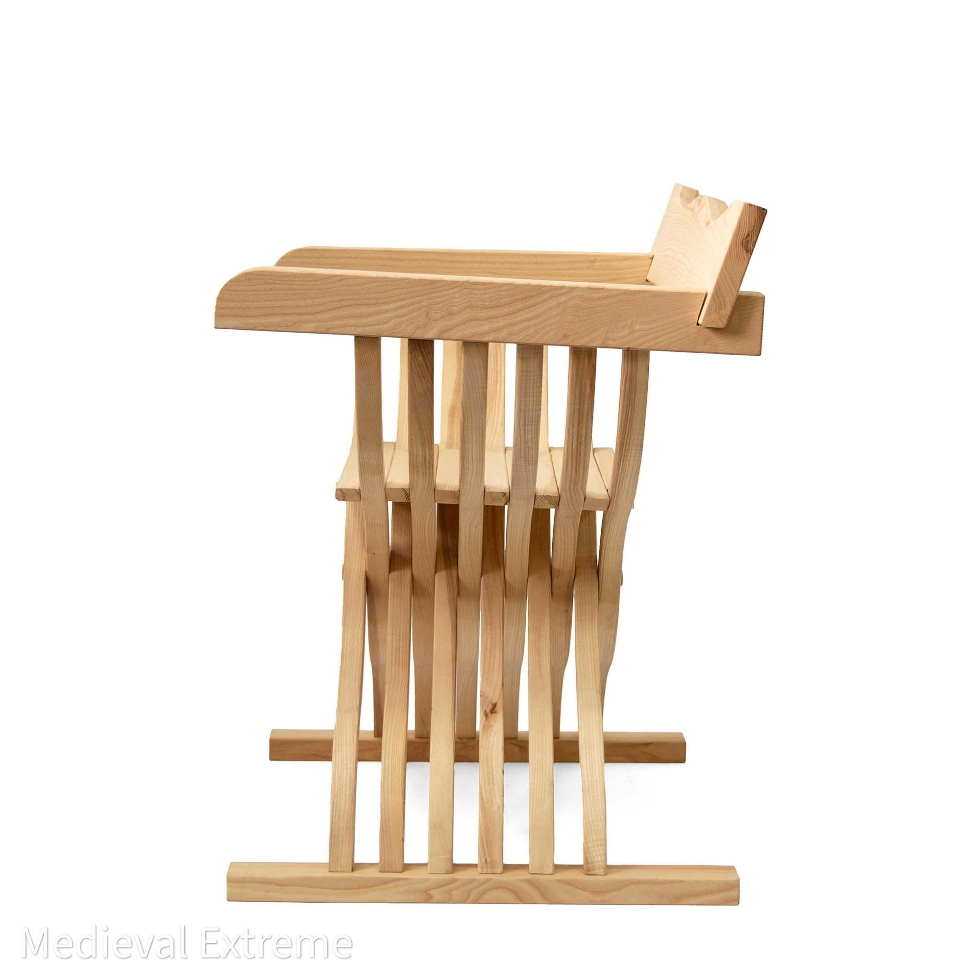 Medieval Folding Wooden Chair With Back Rest side MedievalExtreme