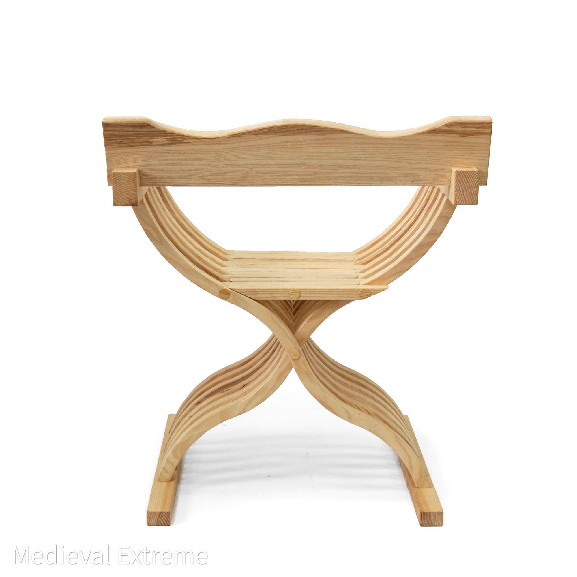 Medieval Folding Wooden Chair With Back Rest front