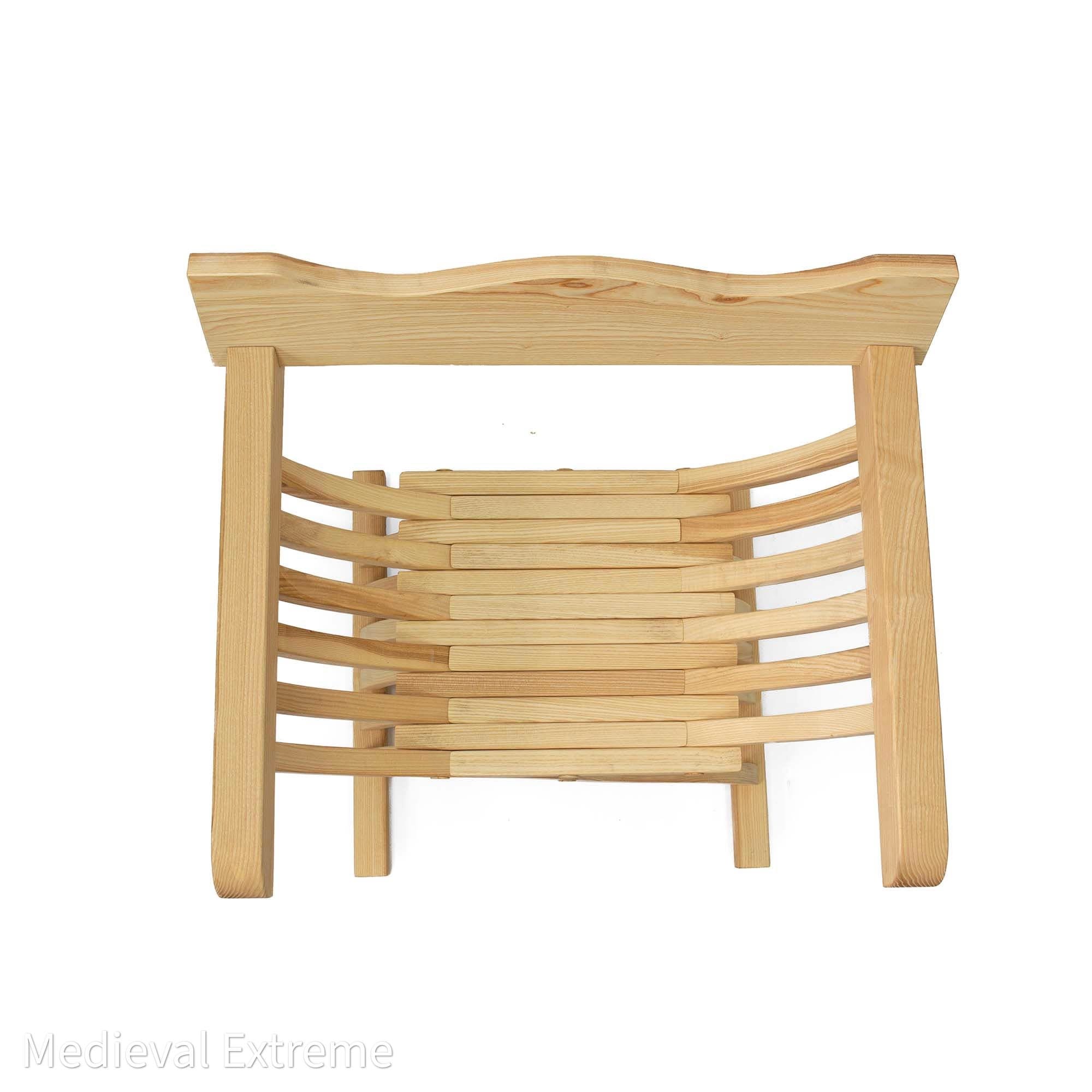 Medieval Folding Wooden Chair With Back Rest from above MedievalExtreme
