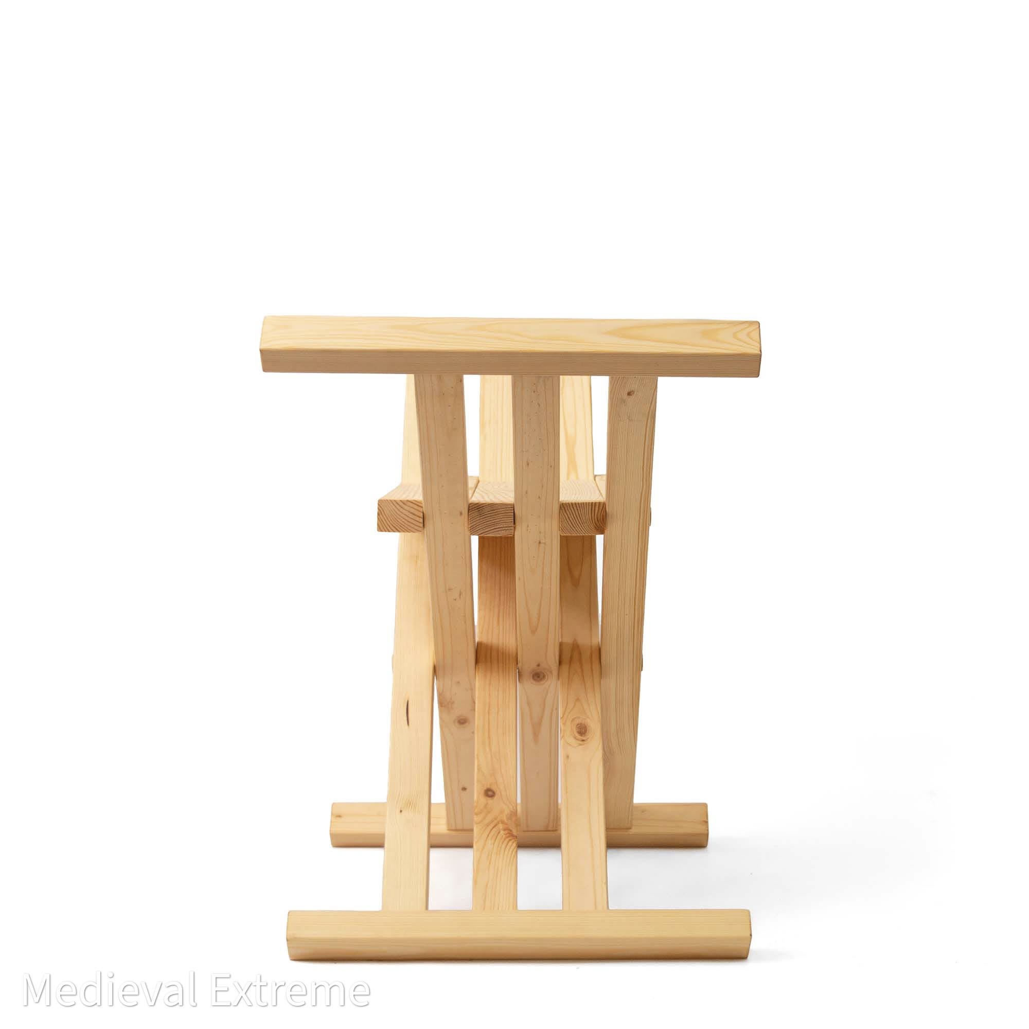 Medieval folding chair 14 century side - white