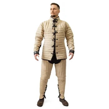 Hard linen gambeson and pants bundle for armored combat and buhurt front