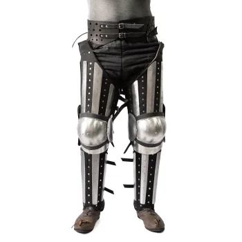 Floating Splinted Legs – complete set of cuisses with floating knees and splinted greaves for medieval combat front