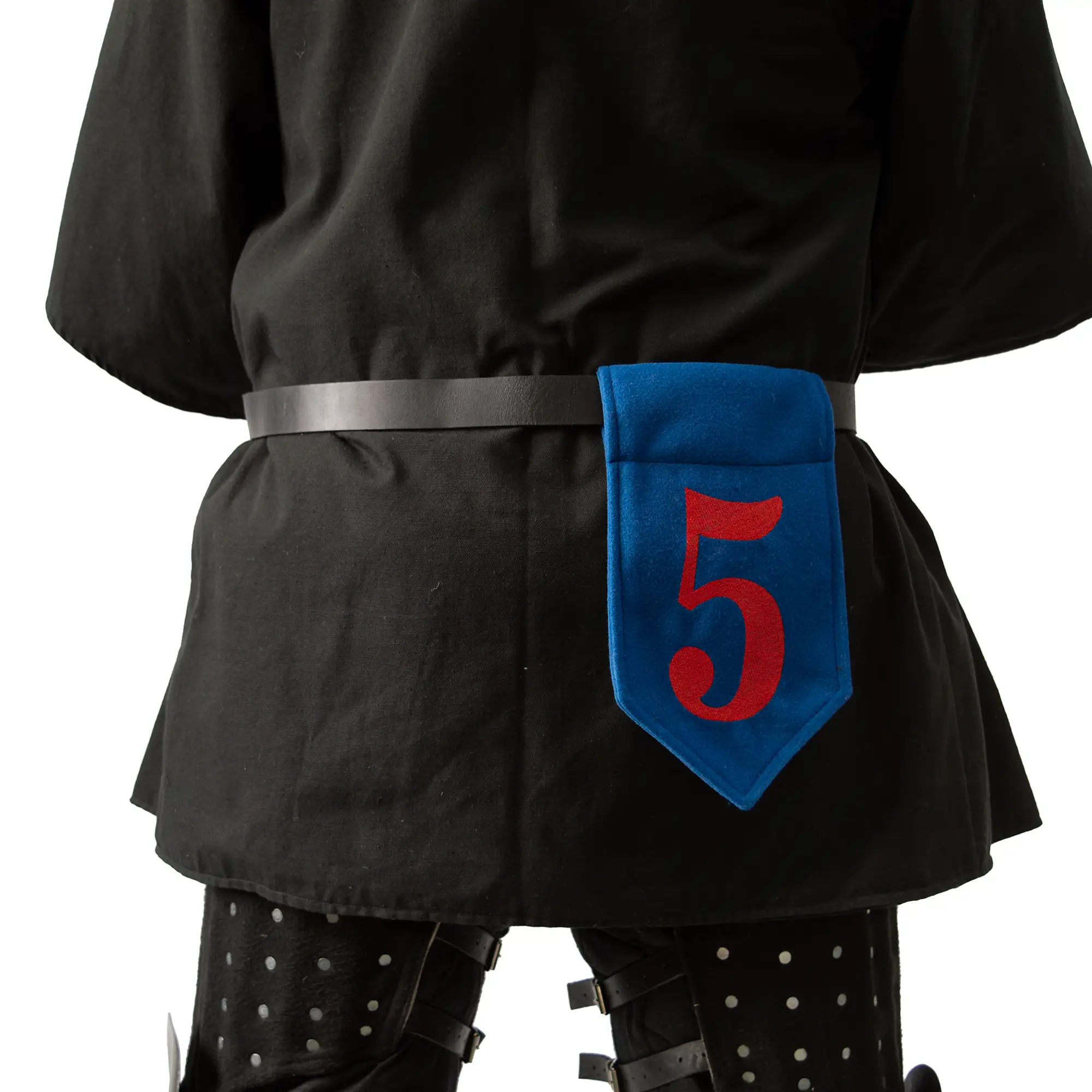 Belt flags for armored combat – embroidered ID flags for buhurt fighters - 1 blue wool flag with digits on the belt