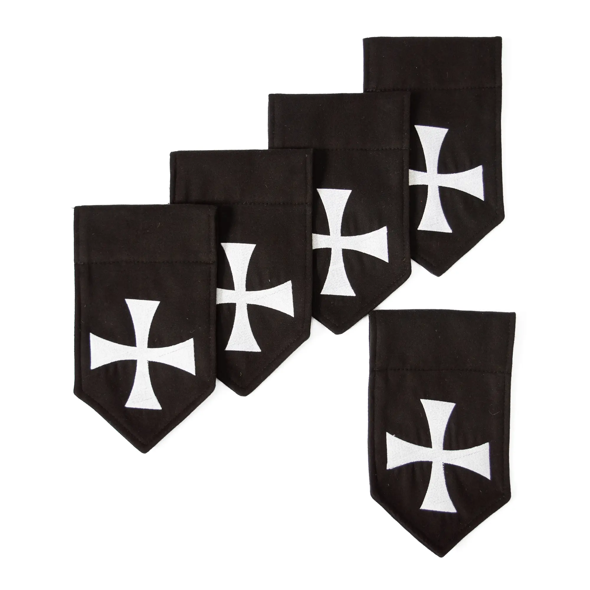 Belt flags for armored combat – embroidered ID flags for buhurt fighters - 5 black wool flags with logo