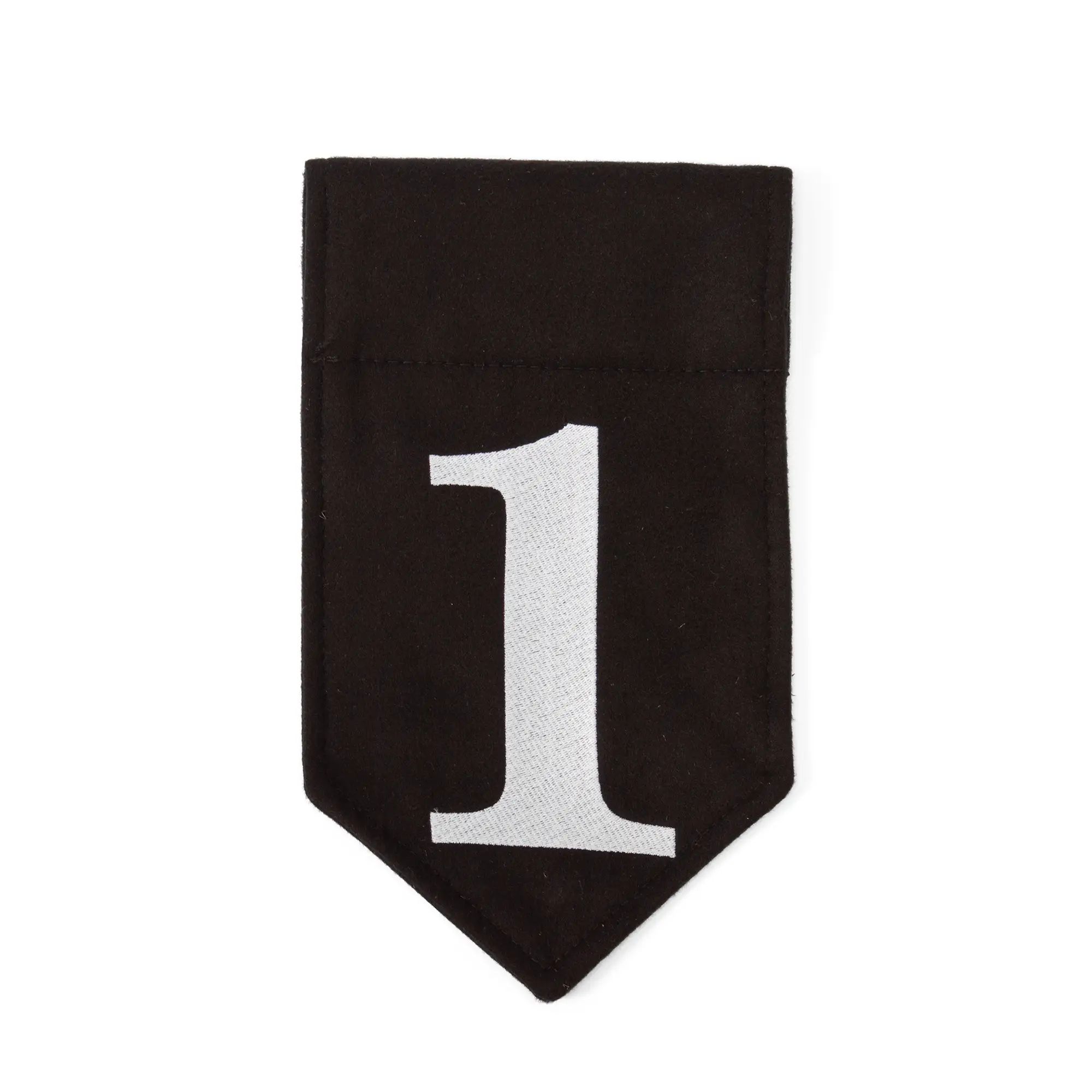 Belt flags for armored combat – embroidered ID flags for buhurt fighters - 1 black wool flag with digits