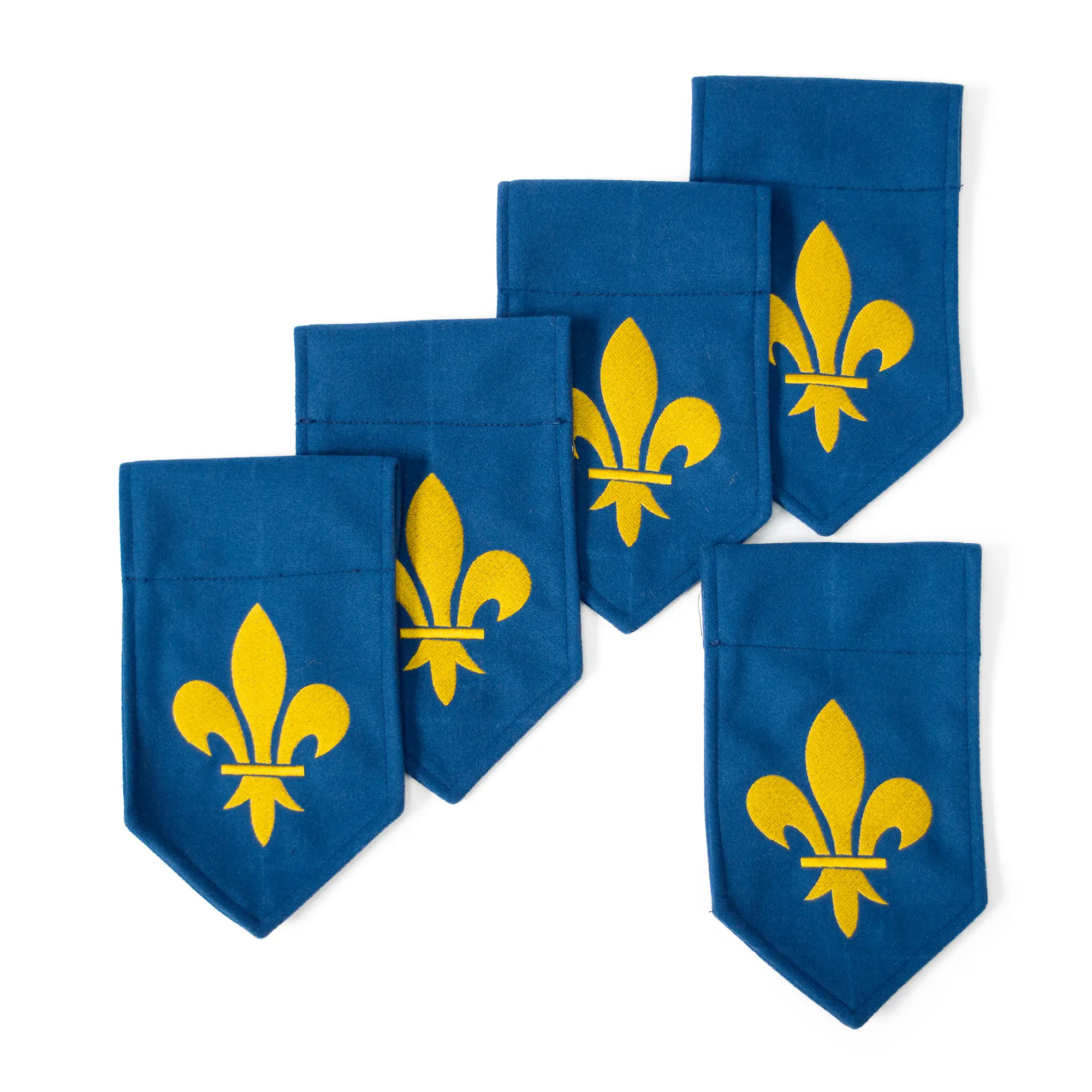 Belt flags for armored combat – embroidered ID flags for buhurt fighters - 5 wool flags with logo