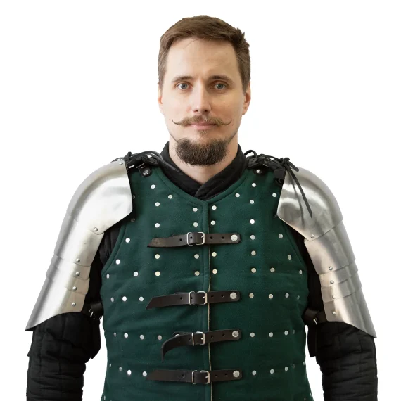 Advanced Segmented Shoulders Rise – hardened steel shoulder armor for medieval combat pair in front