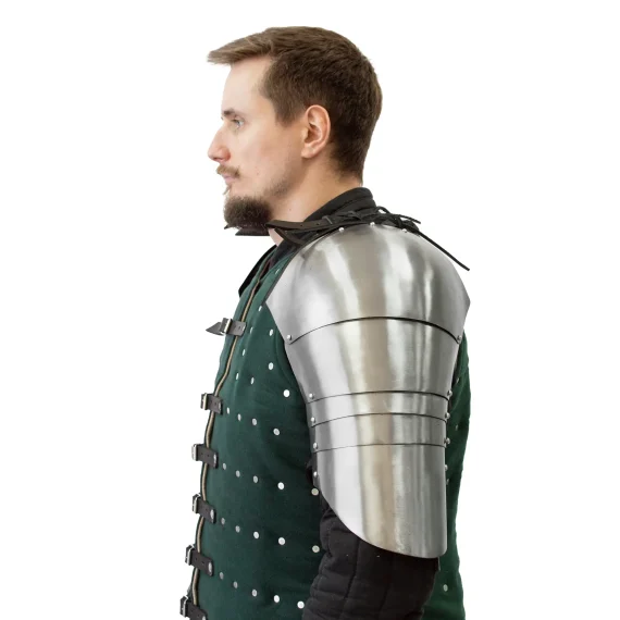 Advanced Segmented Shoulders Rise – hardened steel shoulder armor for medieval combat side
