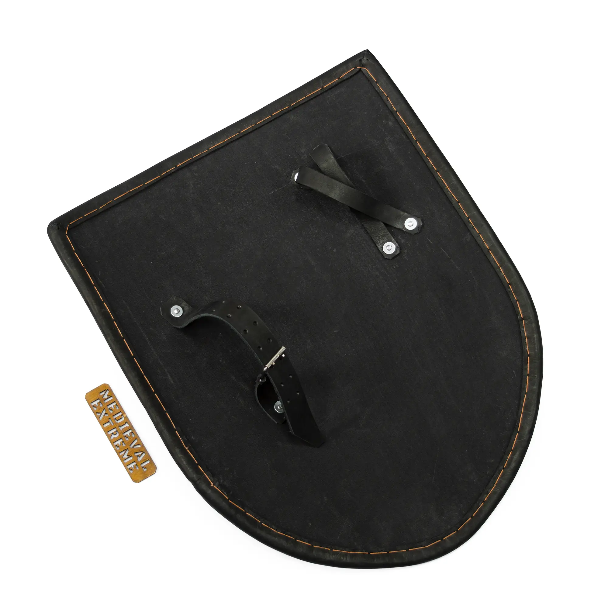 Heather Shield rounded – duel-ready wooden shield with reinforced edge and fabric cover inside flat