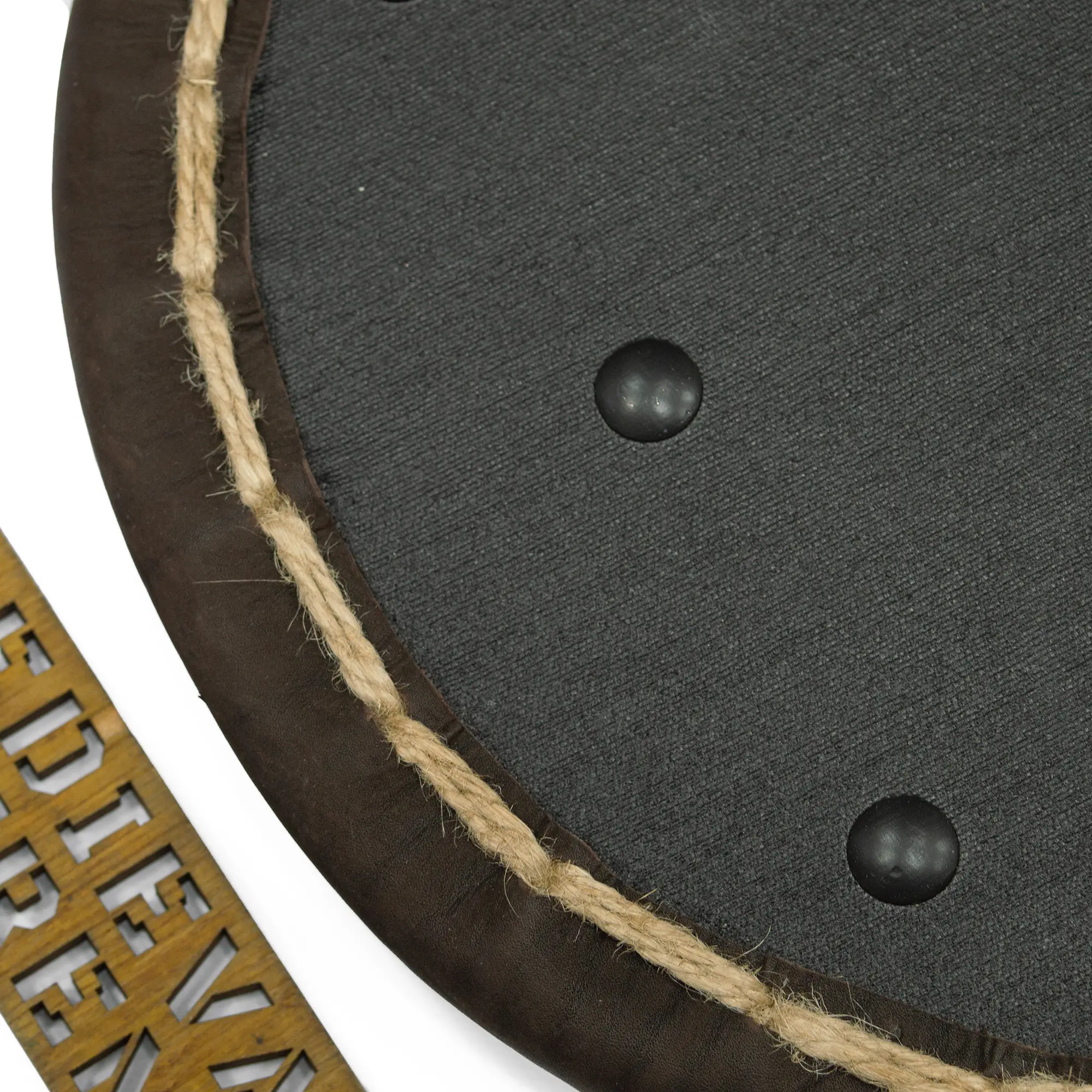 Wooden buckler – leather-covered duel shield for medieval armored combat natural thread