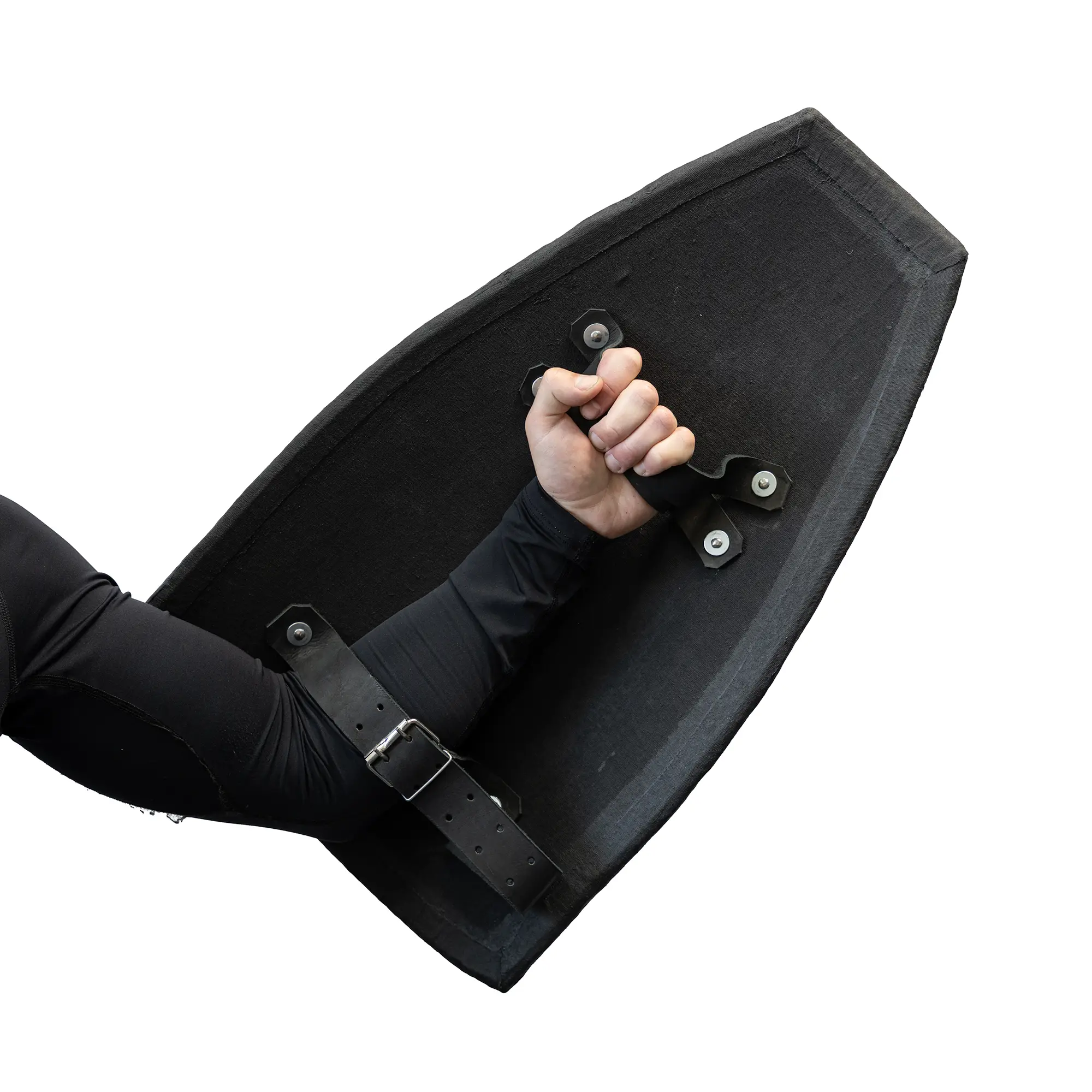 light punch shield for armored combat with fabric wrapped edge from inside