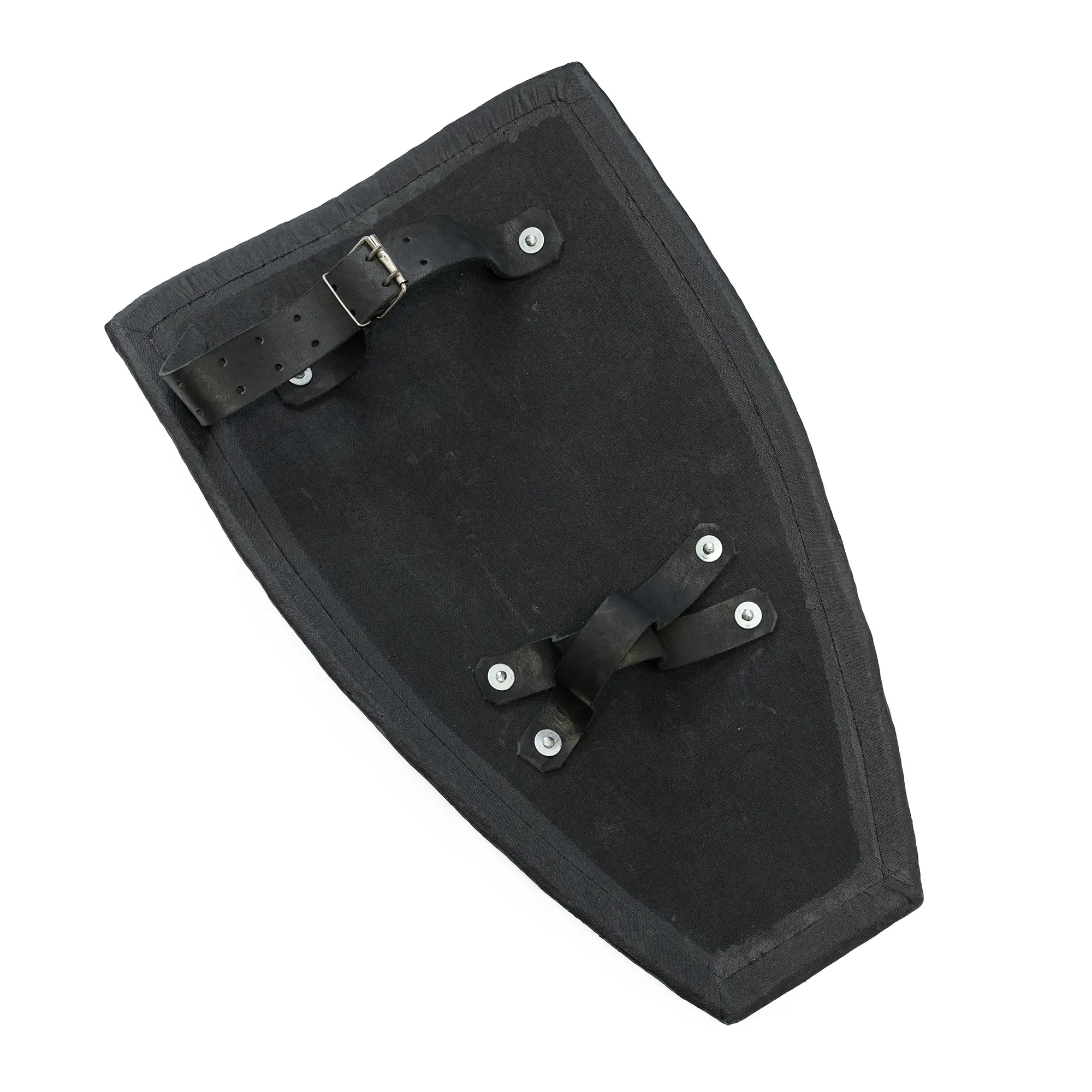 light punch shield for armored combat with fabric wrapped edge straps