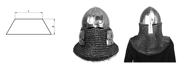 Riveted Chainmail Aventail for Helmet Type 1 flat ring chainmail neck protection for Slavic helmet. helmet types