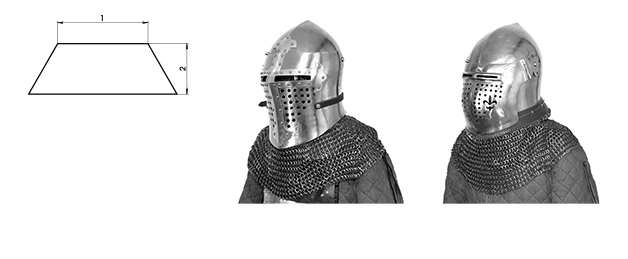 Riveted Chainmail Aventail for Helmet Type 2 for bascinet and long visor combat helmets. helmet type
