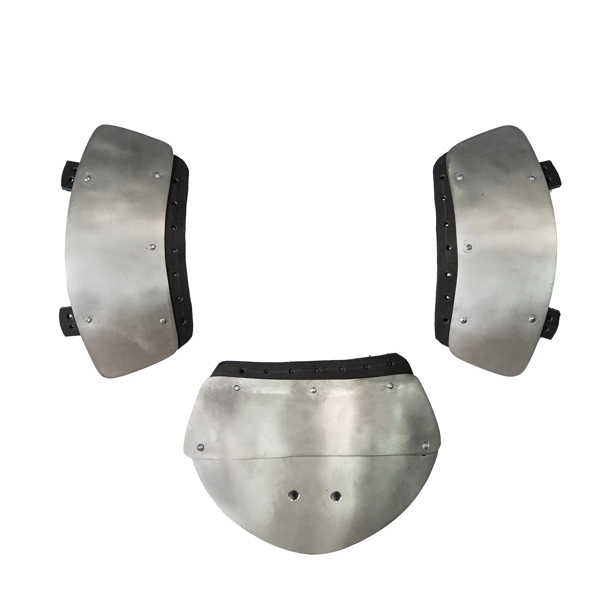 Titanium aventail protection plates set for armored combat helmet neck and shoulder protection.