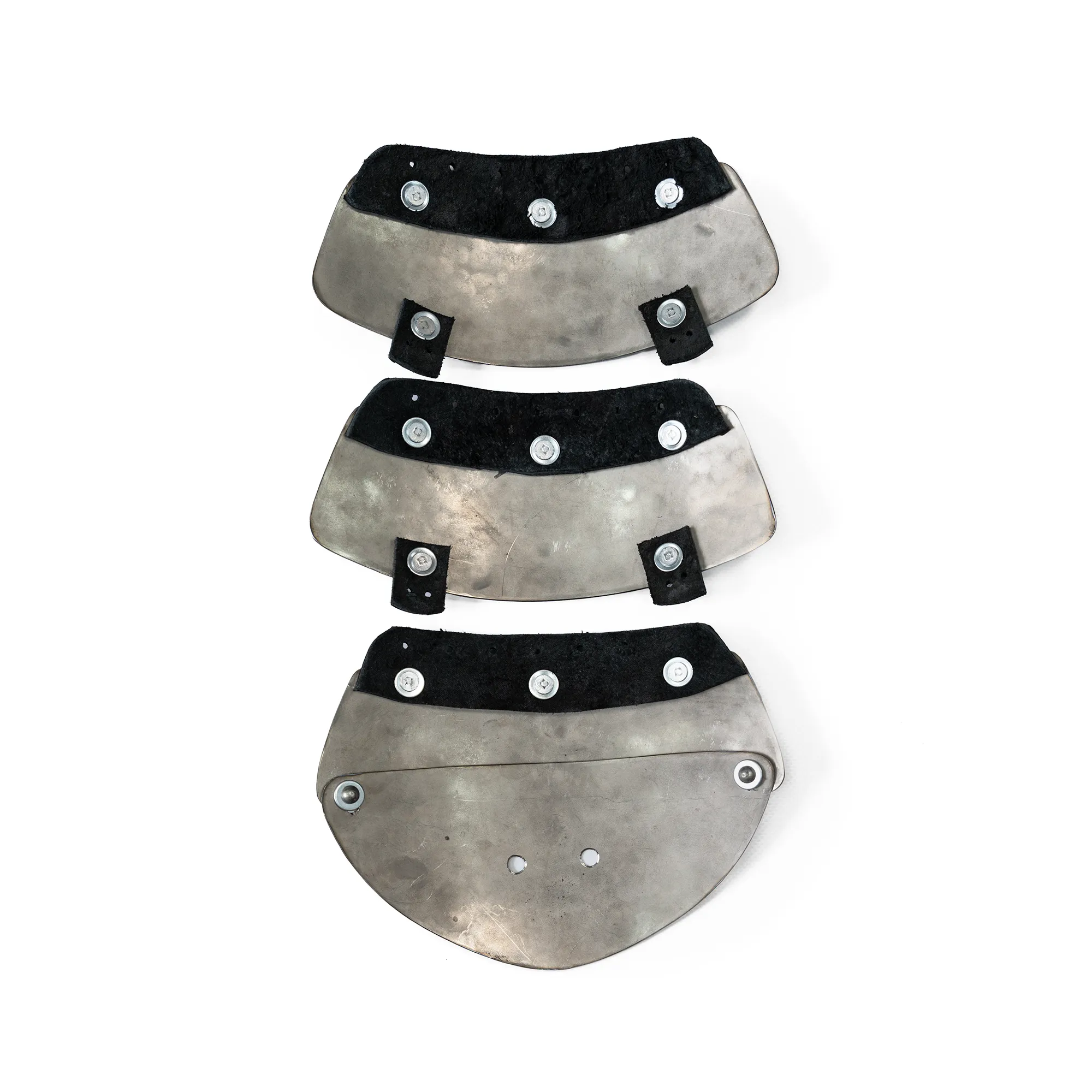 Titanium aventail protection plates set for armored combat helmet neck and shoulder protection on flat from inside
