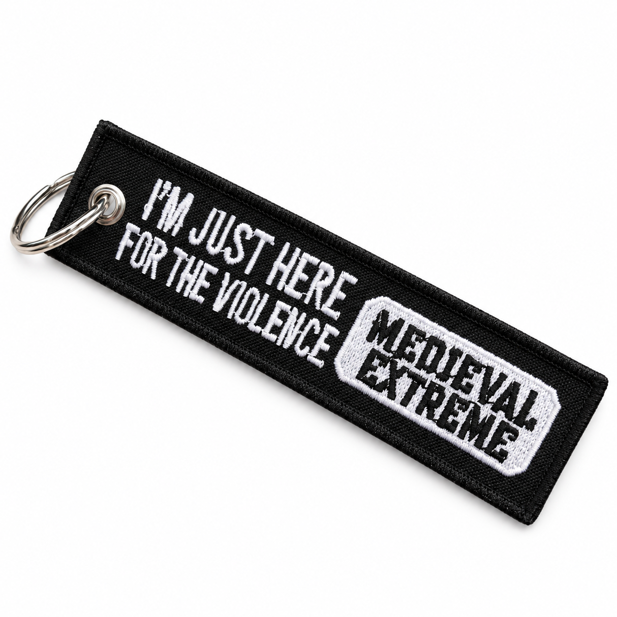 MedievalExtreme “I’m Just Here for the Violence” Embroidered Keychain