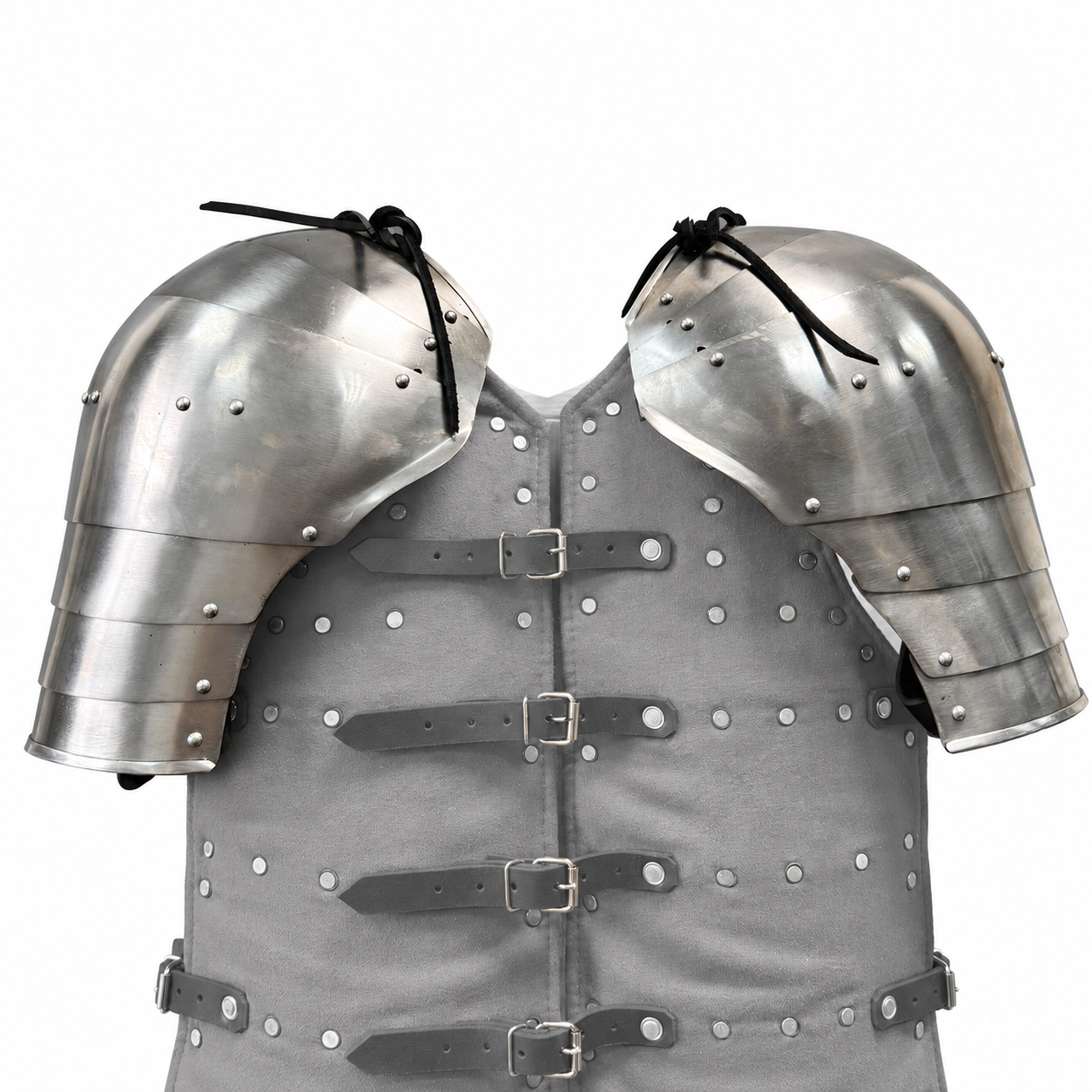 clipse 7-Segmented Pauldrons for armored combat with articulated hardened steel plates pair front