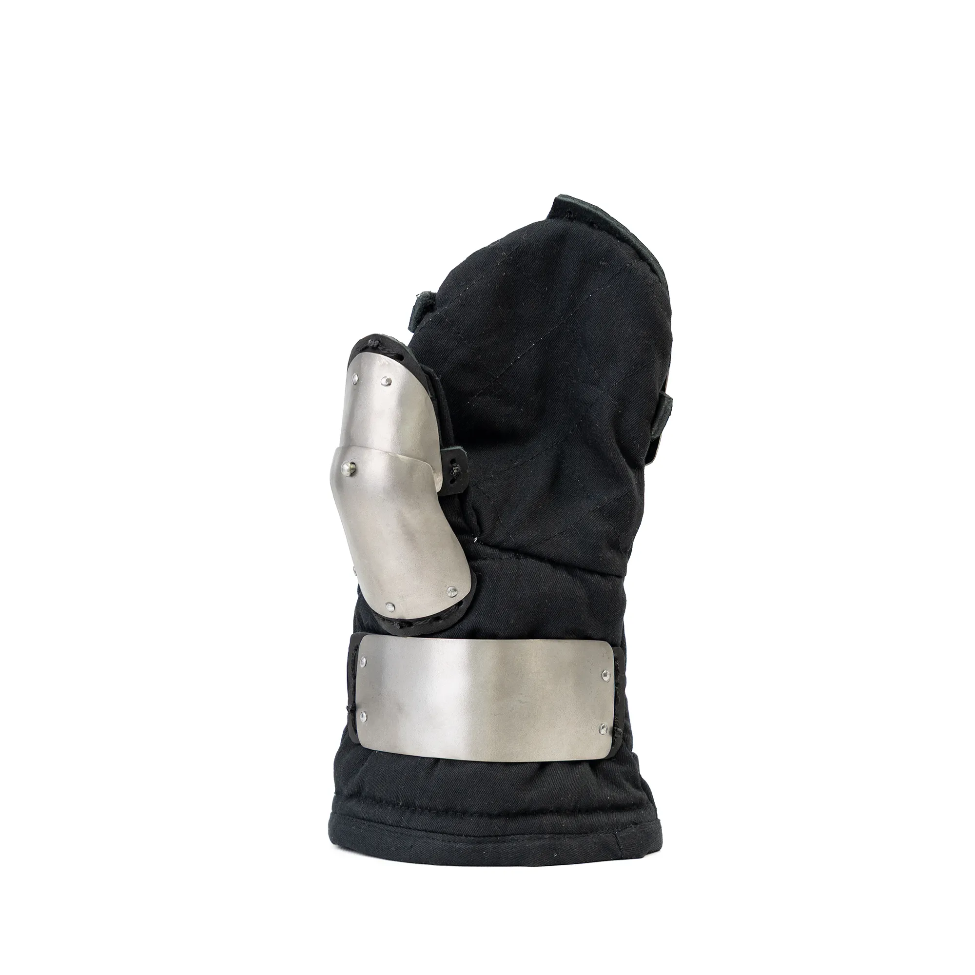 Phantom Shield Mitten for armored combat with steel hand protection and padded glove palm