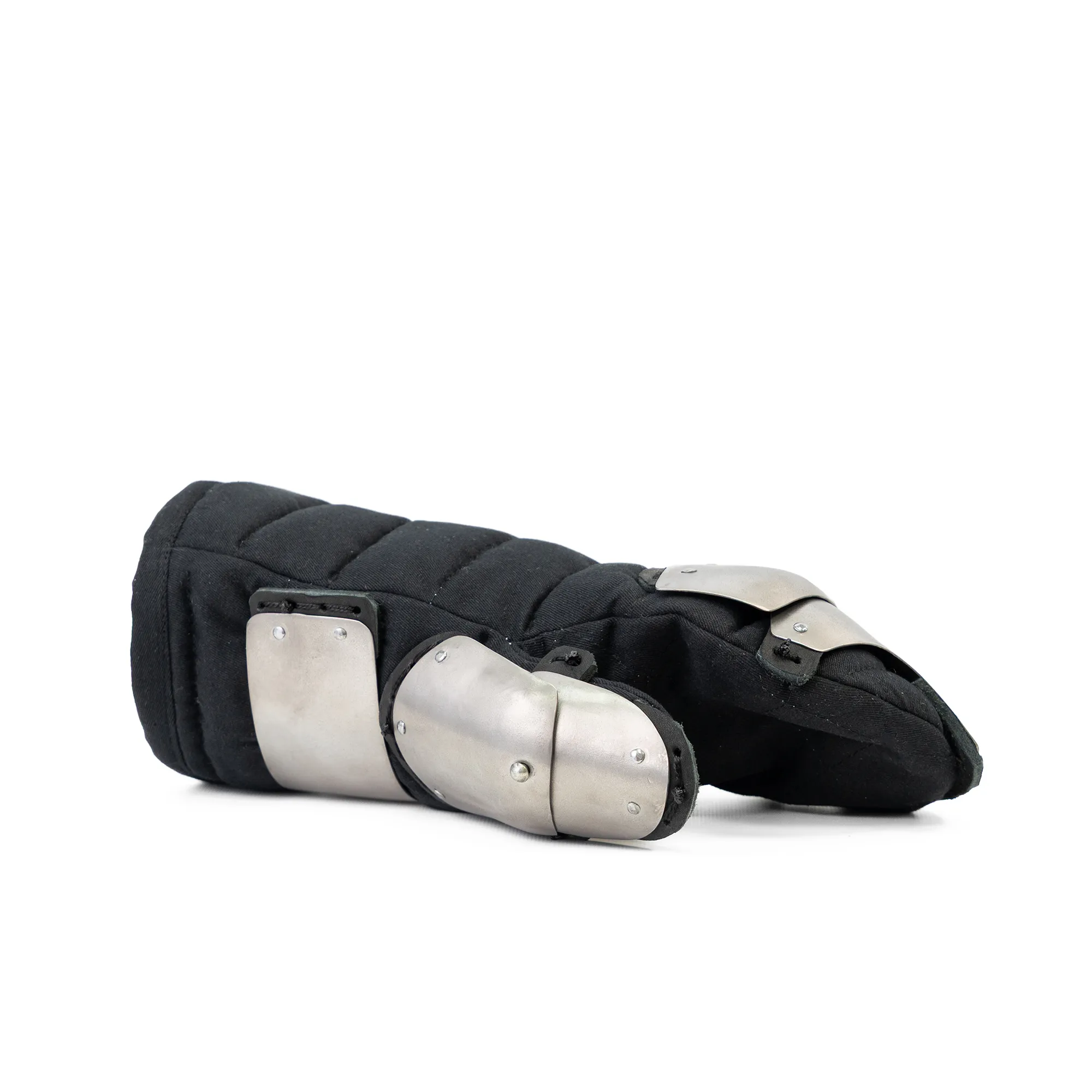 Phantom Shield Mitten for armored combat with steel hand protection and padded glove on flat