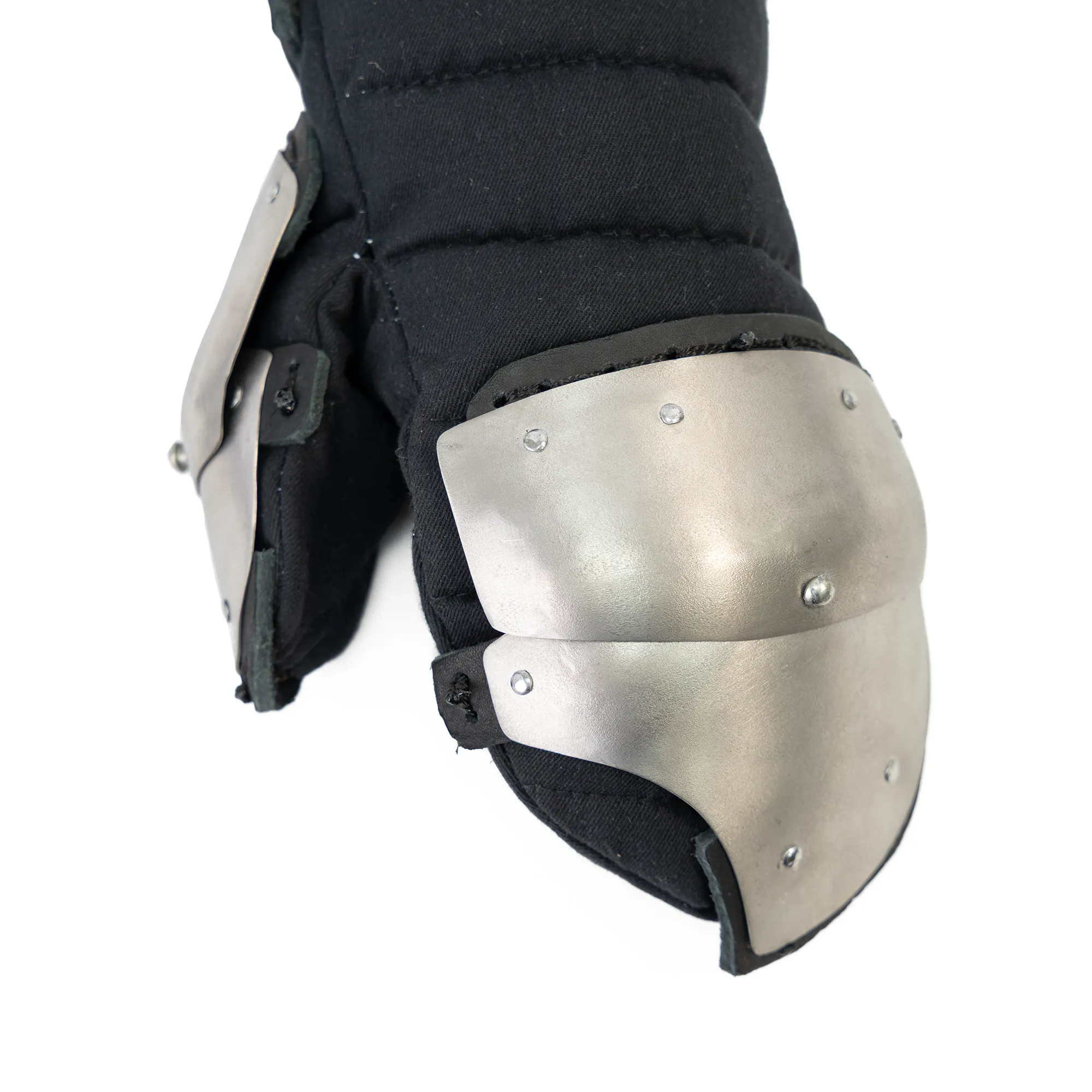 Phantom Shield Mitten for armored combat with steel hand protection and padded glove open