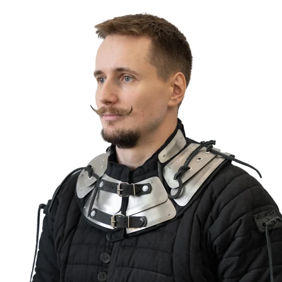 Advanced titanium gorget for armored combat with reinforced VT-1 titanium plates 3/4
